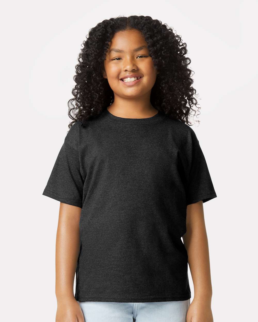 Youth Softstyle® CVC T-Shirt - OnModelFront - B02260102 - Pitch Black Mist