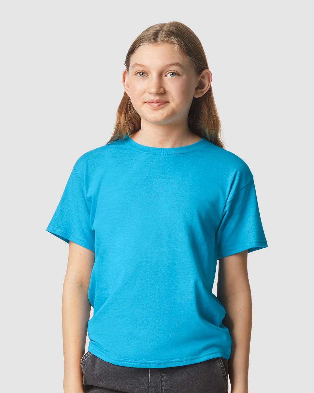 Youth Softstyle® CVC T-Shirt - OnModelFront - B02260252 - Caribbean Mist