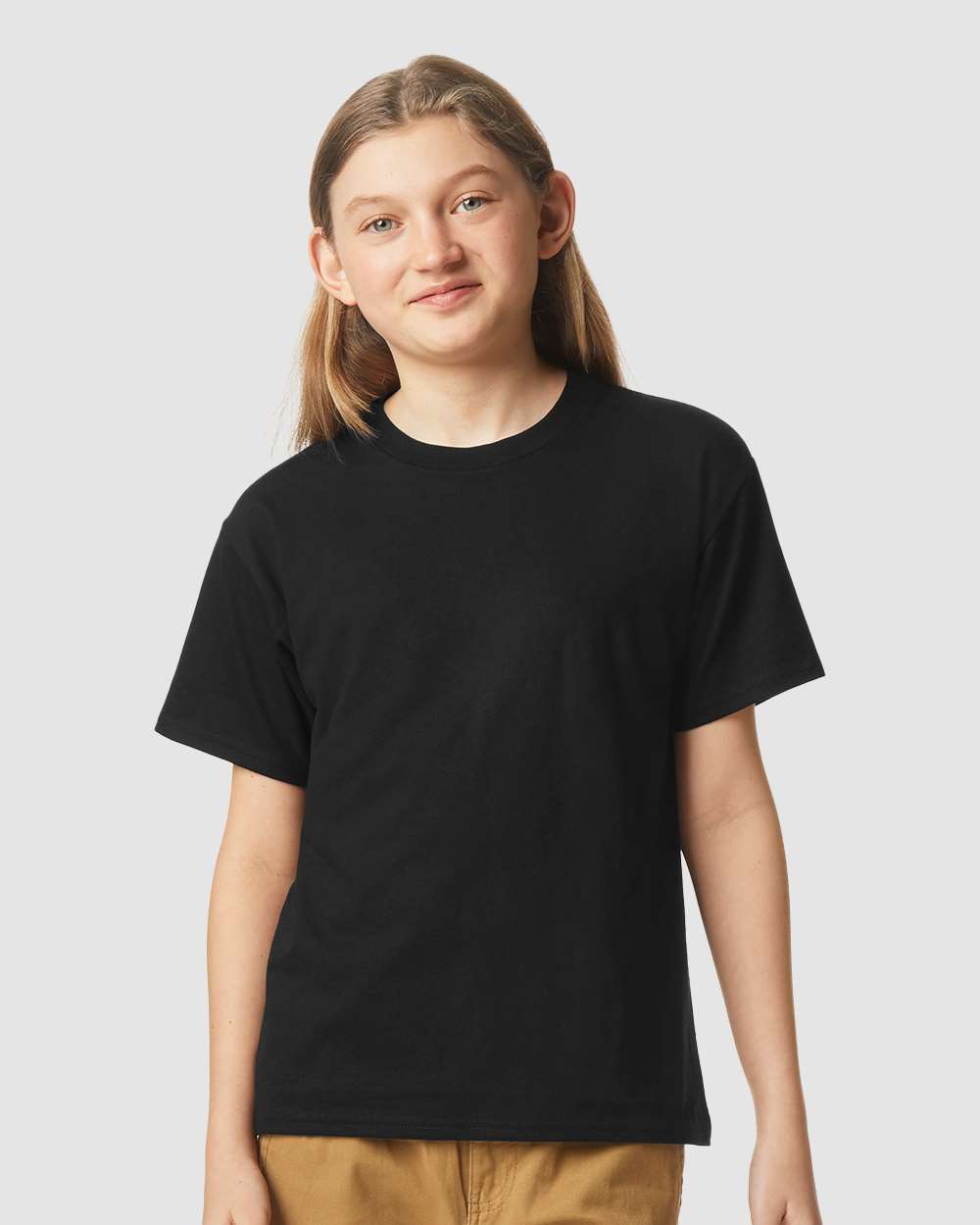 Youth Softstyle® CVC T-Shirt - OnModelFront - B02260502 - Pitch Black