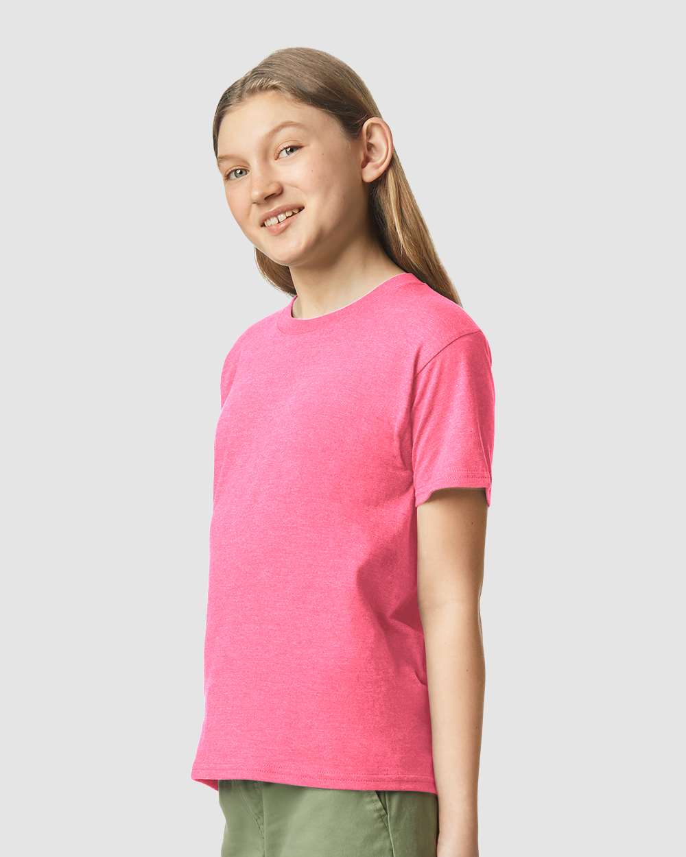 Youth Softstyle® CVC T-Shirt - OnModelSide - B02260112 - Pink Lemonade Mist