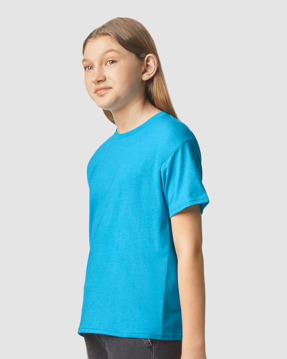 Youth Softstyle® CVC T-Shirt - OnModelSide - B02260252 - Caribbean Mist