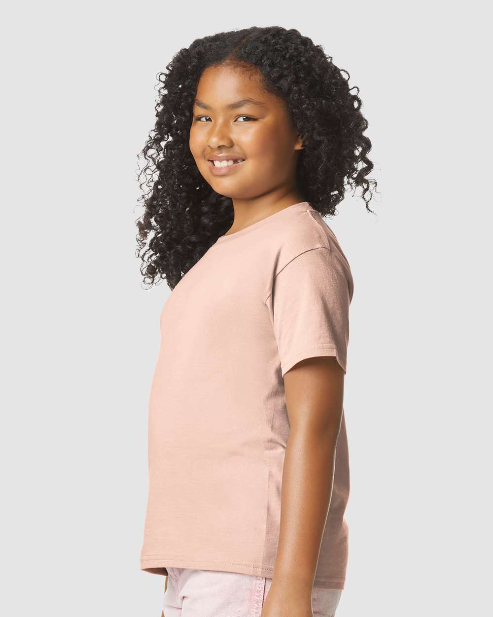 Youth Softstyle® CVC T-Shirt - OnModelSide - B02260302 - Dusty Rose