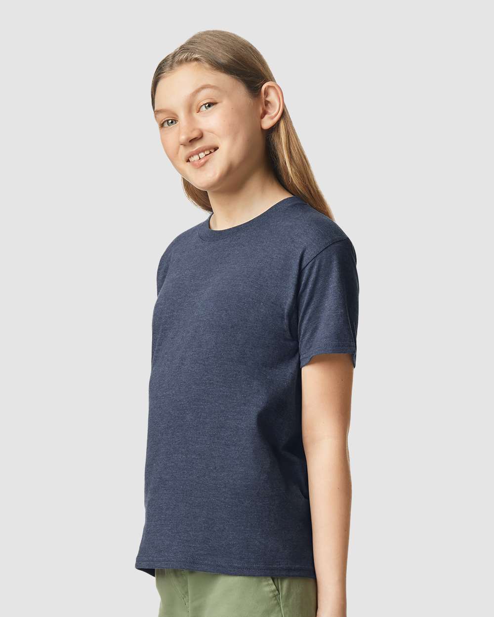 Youth Softstyle® CVC T-Shirt - OnModelSide - B02260652 - Navy Mist