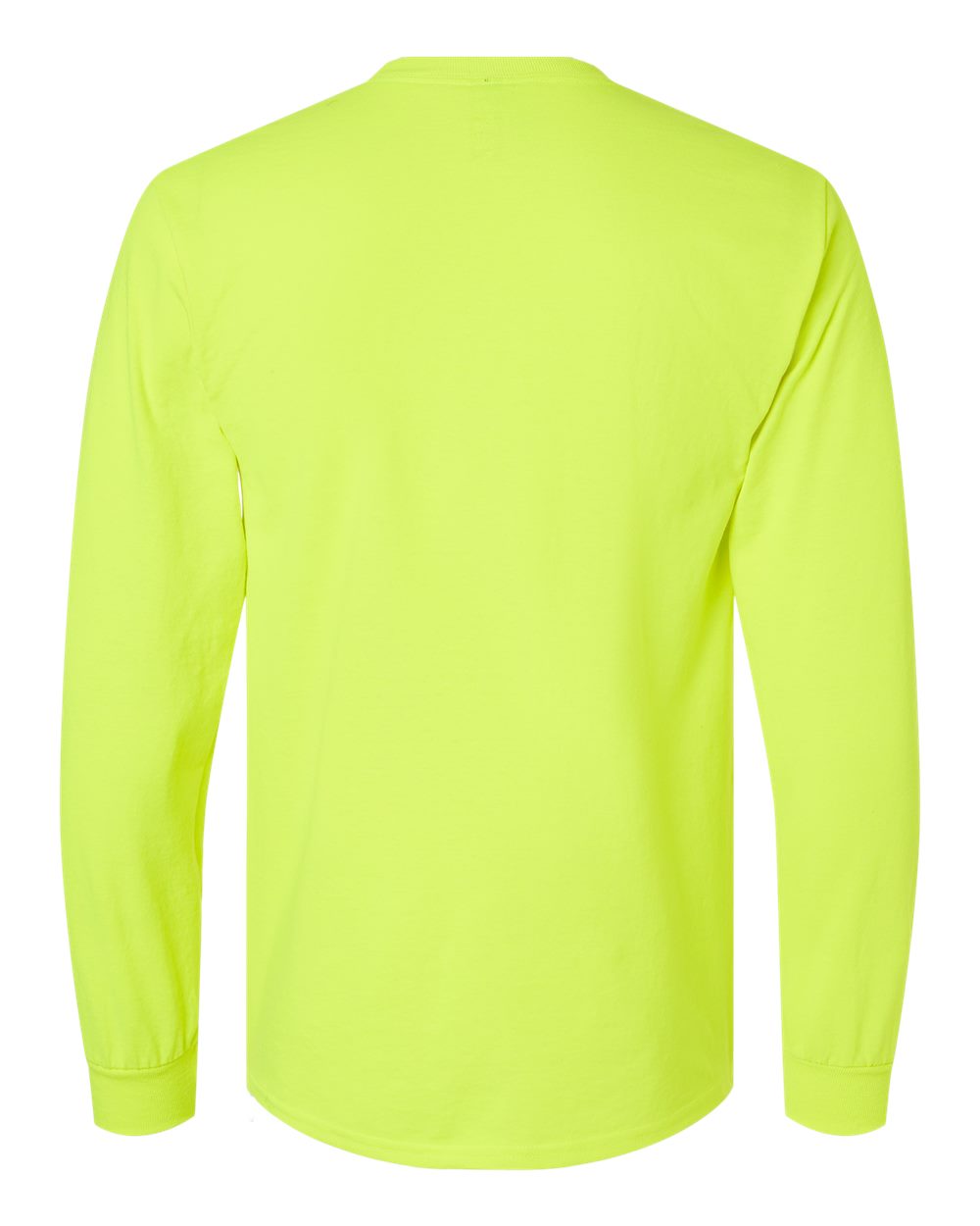 Men's Ultra Cotton® Long Sleeve Pocket T-Shirt - Back - B05060163 - Safety Green