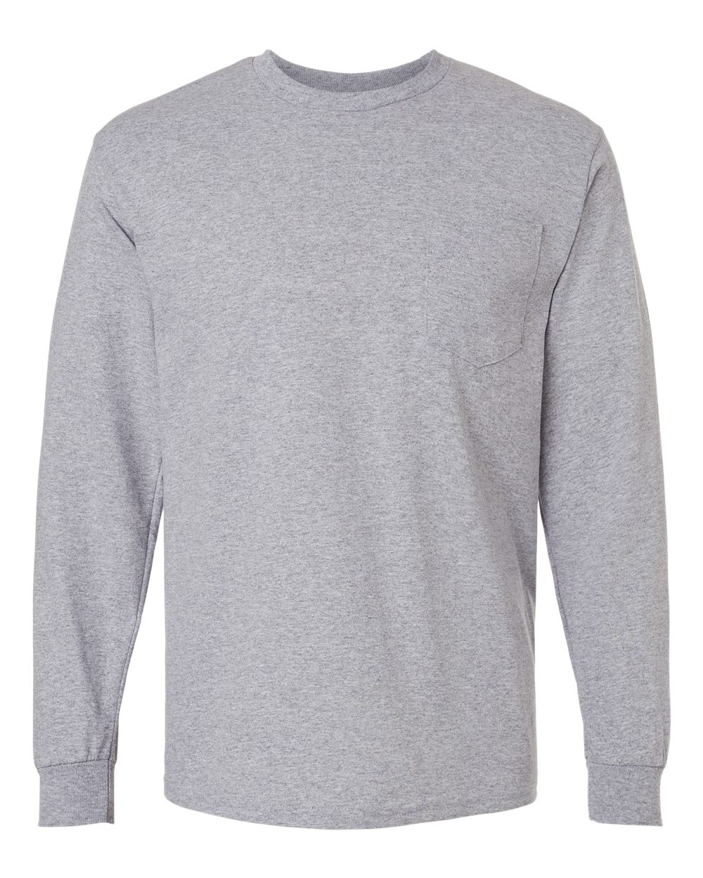 Men's Ultra Cotton® Long Sleeve Pocket T-Shirt - Front - B05060583 - Sport Grey