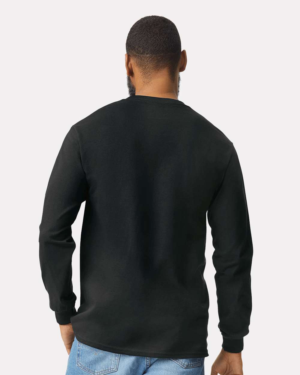 Men's Ultra Cotton® Long Sleeve Pocket T-Shirt - OnModelBack - B05060503 - Black