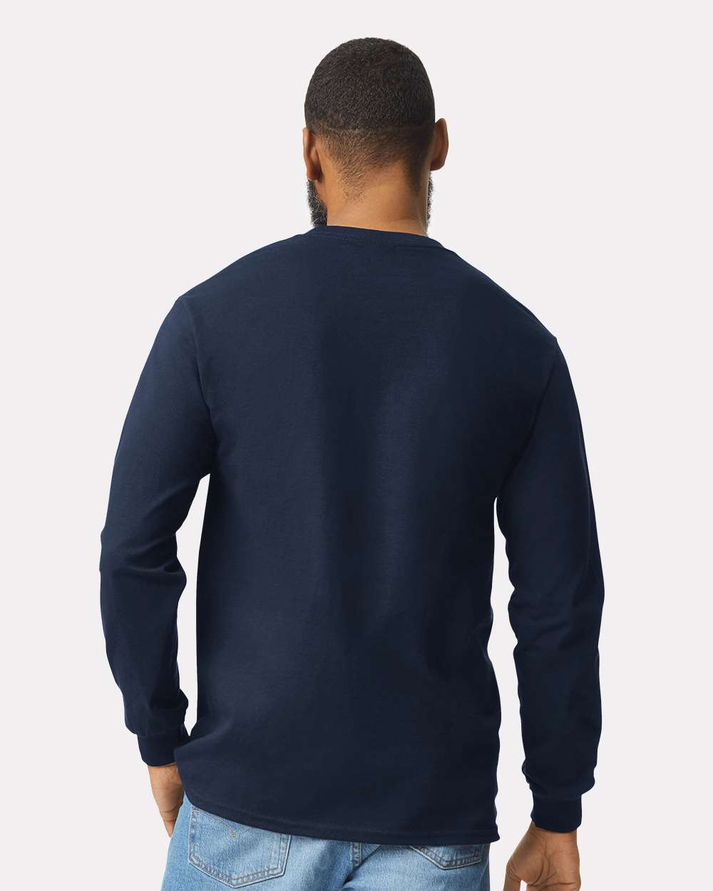 Men's Ultra Cotton® Long Sleeve Pocket T-Shirt - OnModelBack - B05060653 - Navy