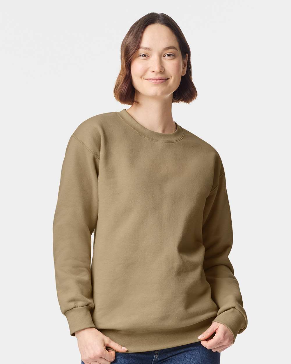 Unisex Hammer™ Maxweight Crewneck Sweatshirt - OnModelFront - B02560243 - Tan