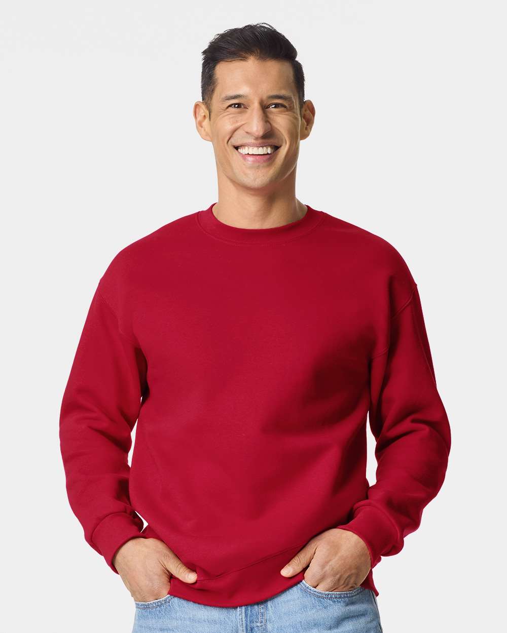 Unisex Hammer™ Maxweight Crewneck Sweatshirt - OnModelFront - B02560703 - Cherry Red