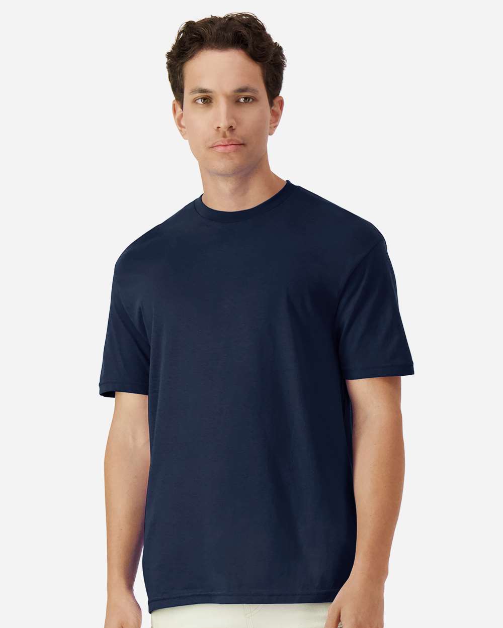Unisex Light Cotton T-Shirt - OnModelFront - B02860112 - Navy