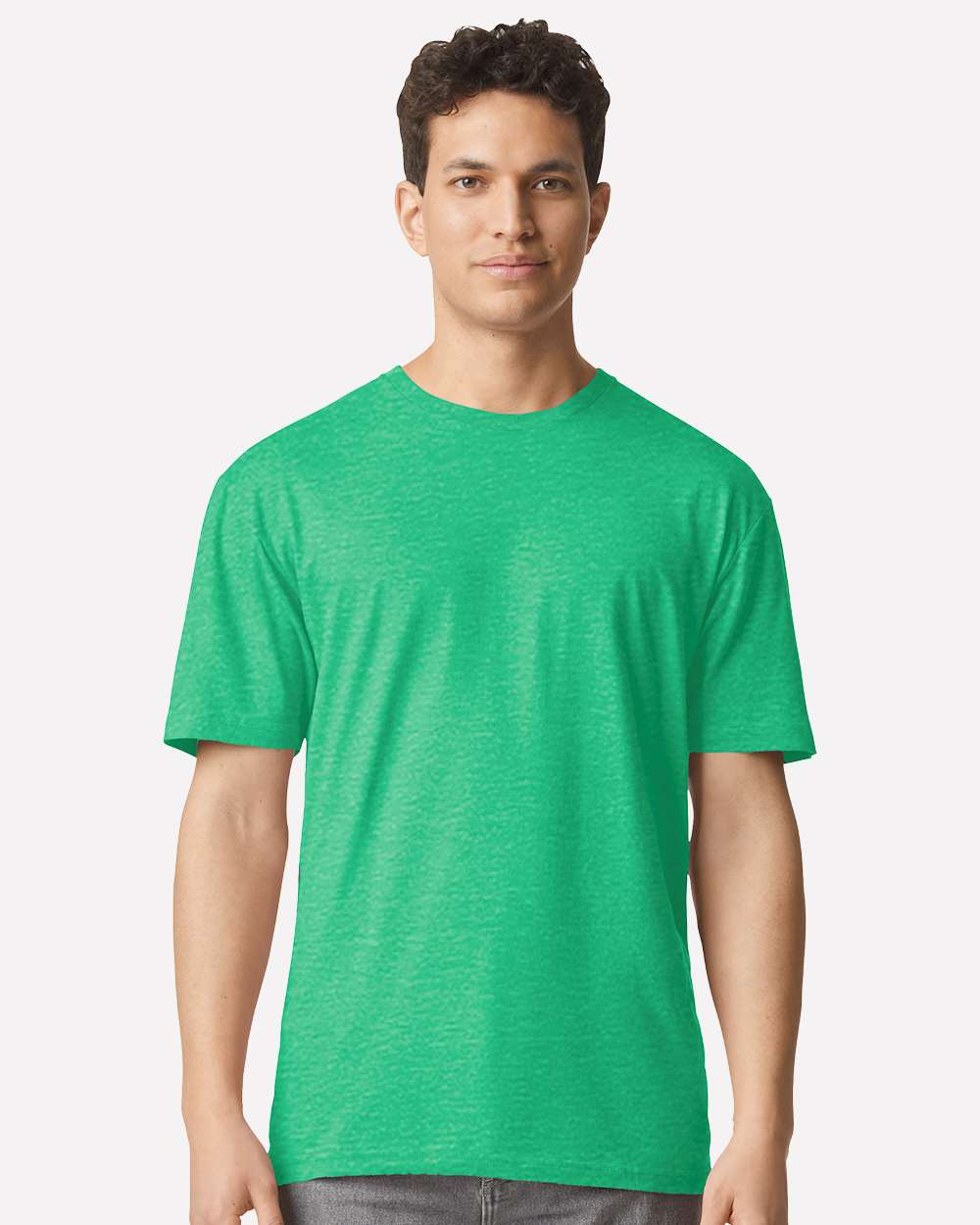 Unisex Light Cotton T-Shirt - OnModelFront - B02860232 - Heather Irish Green