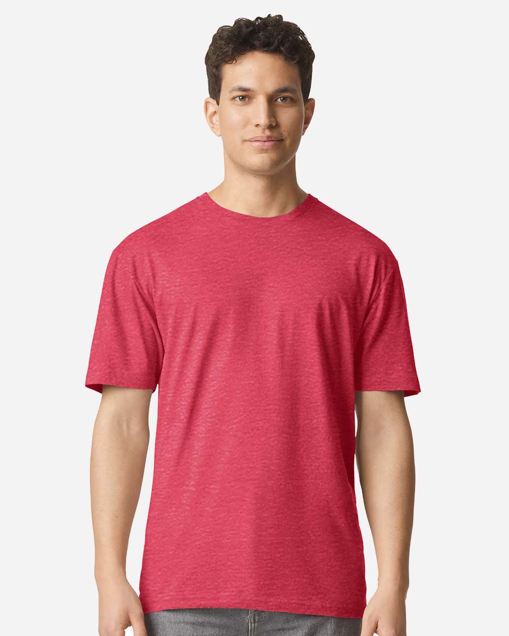 Unisex Light Cotton T-Shirt - OnModelFront - B02860262 - Heather Red