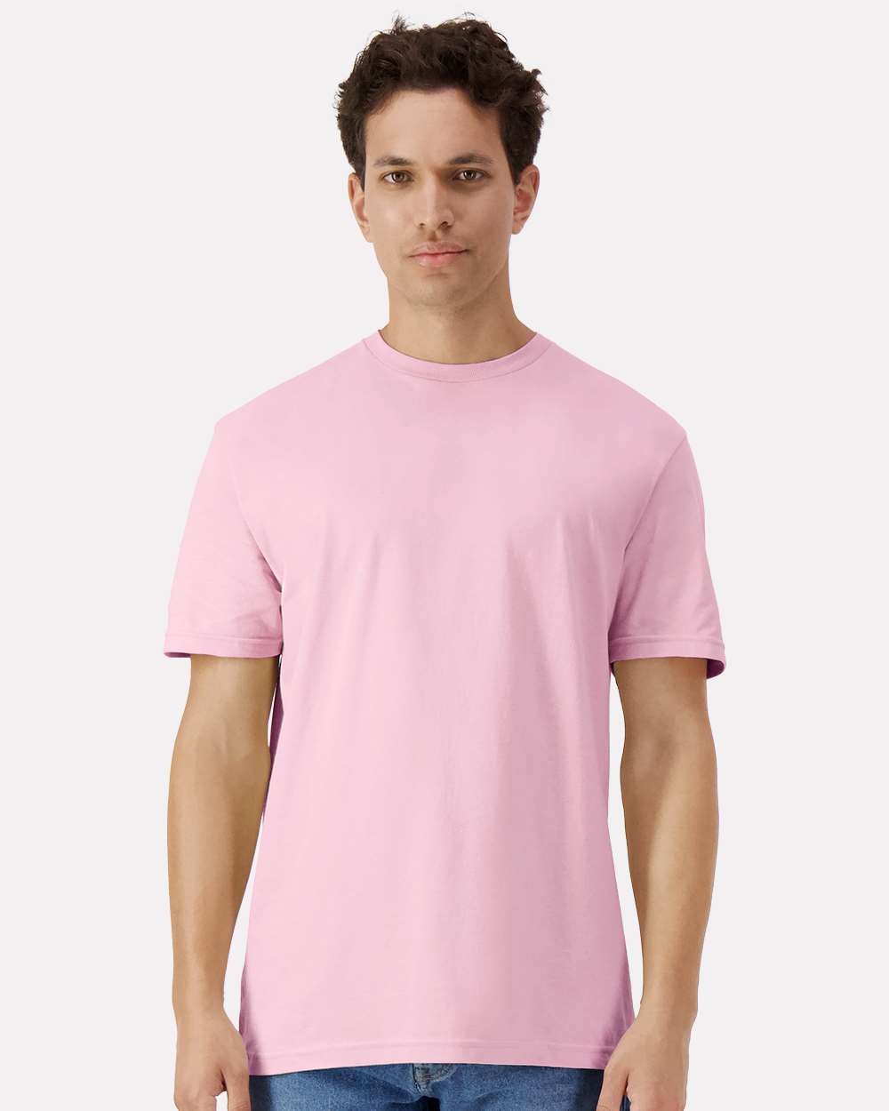 Unisex Light Cotton T-Shirt - OnModelFront - B02860312 - Light Pink