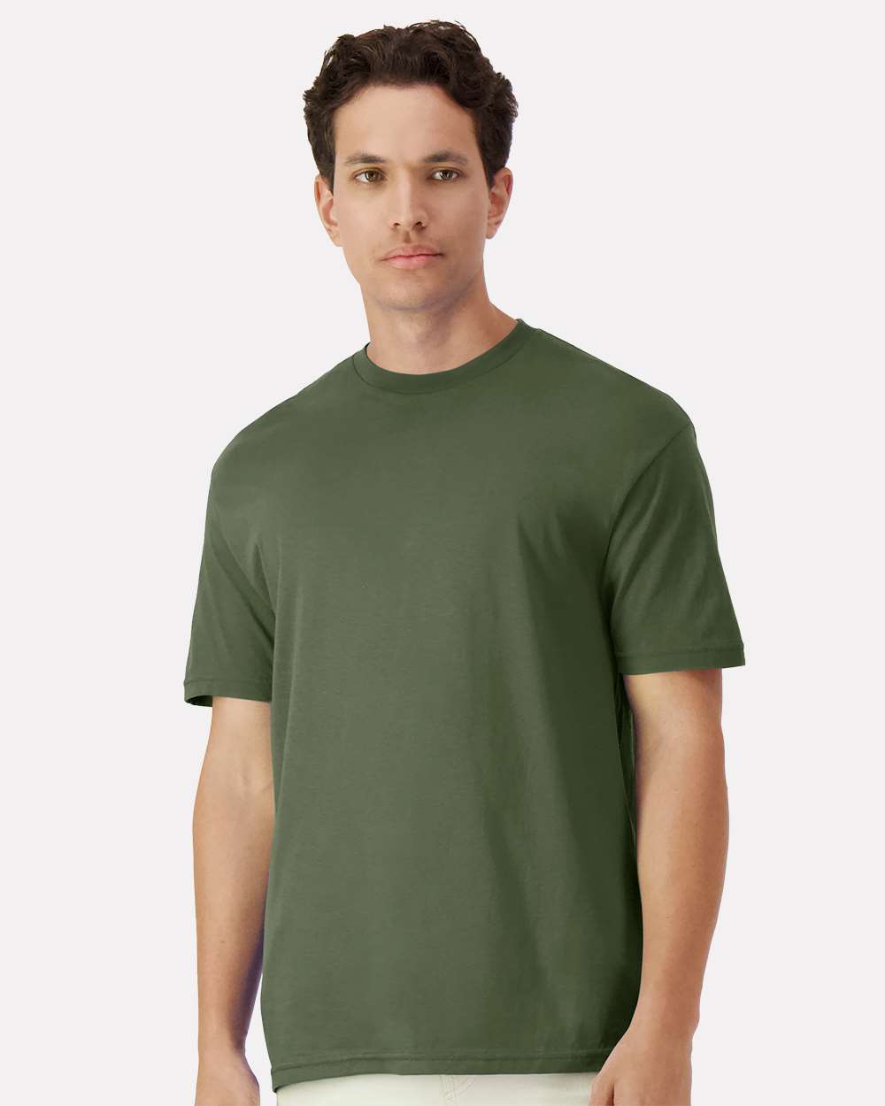 Unisex Light Cotton T-Shirt - OnModelFront - B02860322 - Military Green