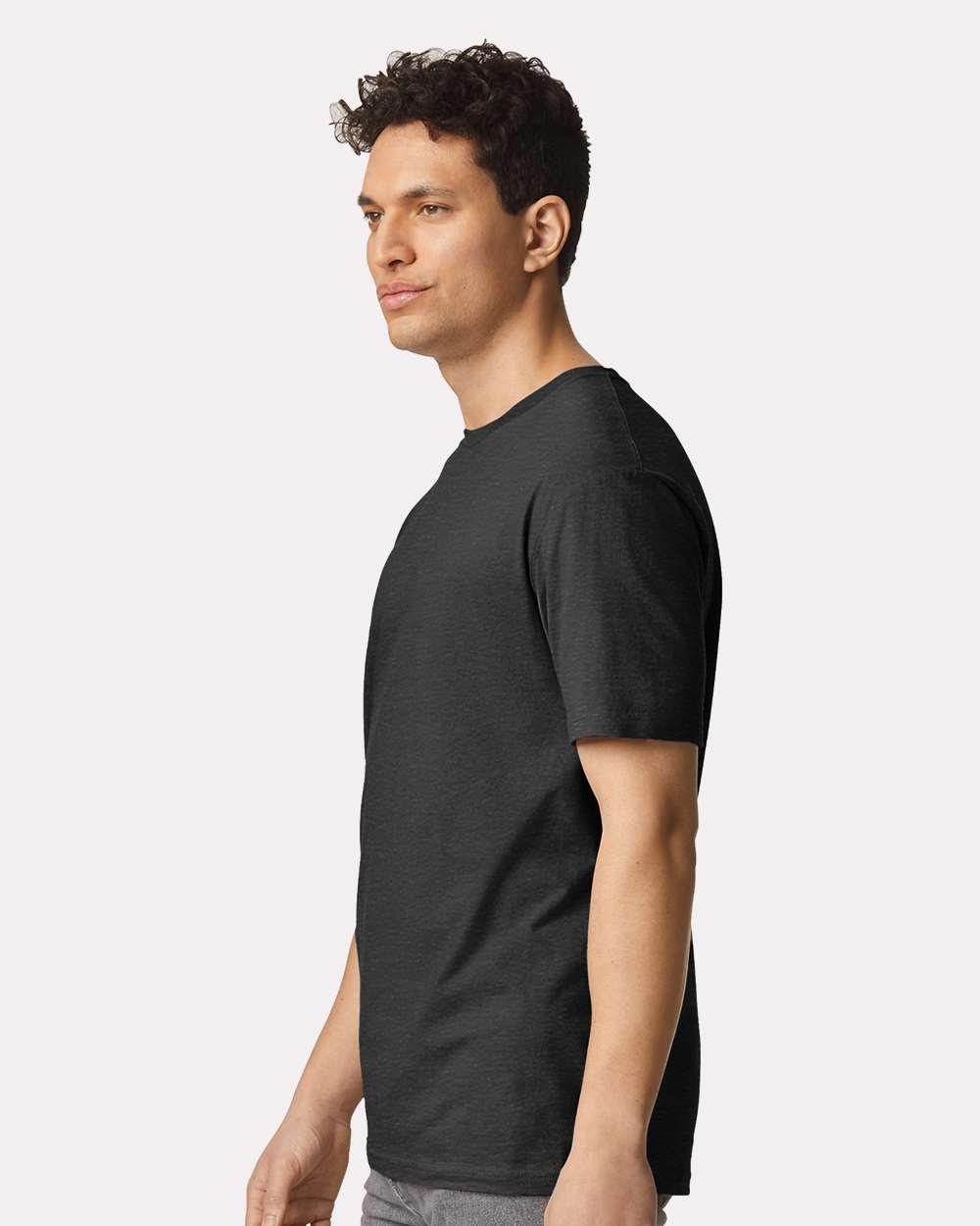 Unisex Light Cotton T-Shirt - OnModelSide - B02860222 - Heather Dark Grey