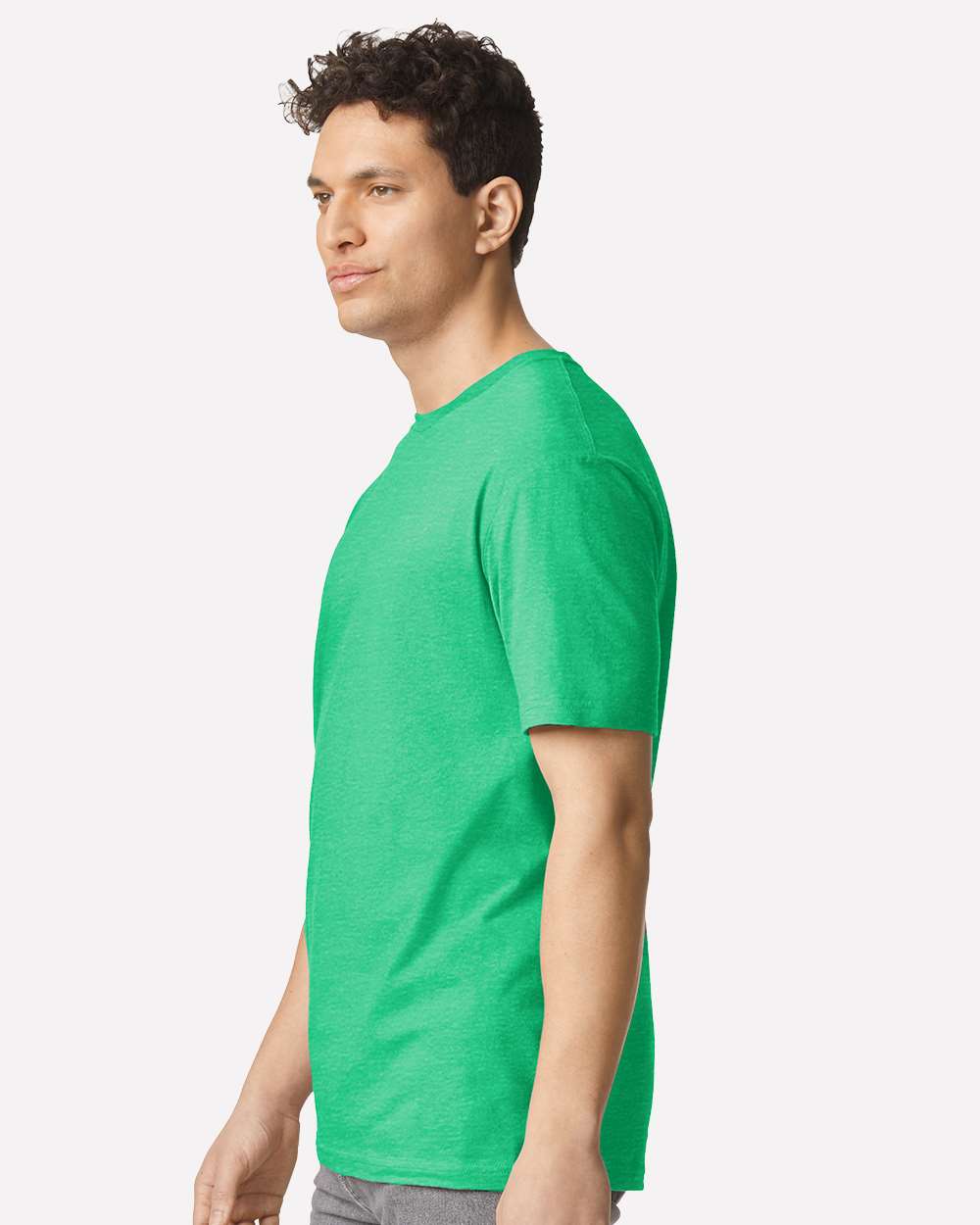 Unisex Light Cotton T-Shirt - OnModelSide - B02860232 - Heather Irish Green