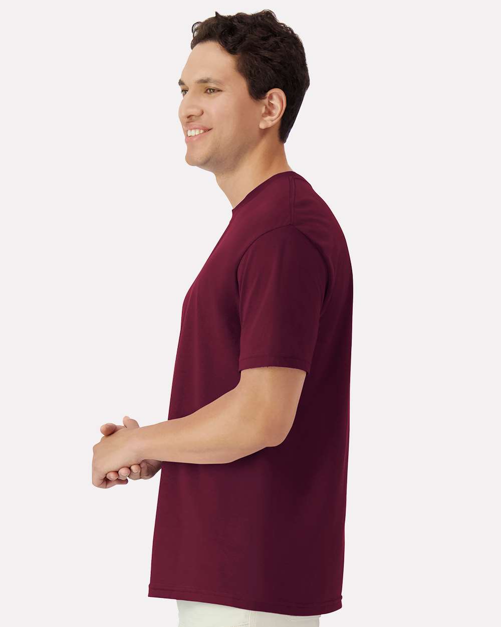 Unisex Light Cotton T-Shirt - OnModelSide - B02860532 - Maroon