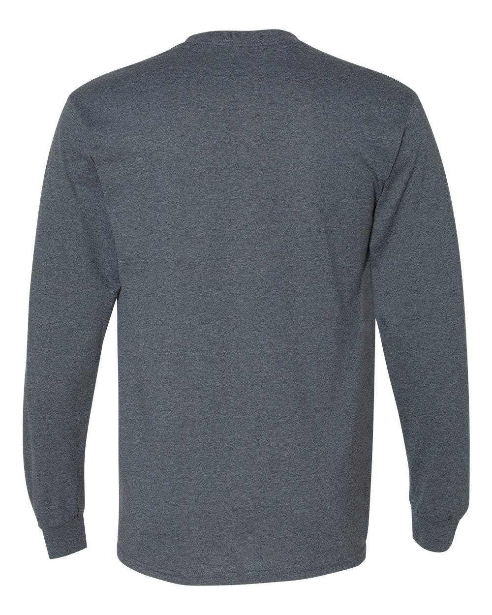 Men's DryBlend® 50/50 Long Sleeve T-Shirt - Back - B07660103 - Dark Heather