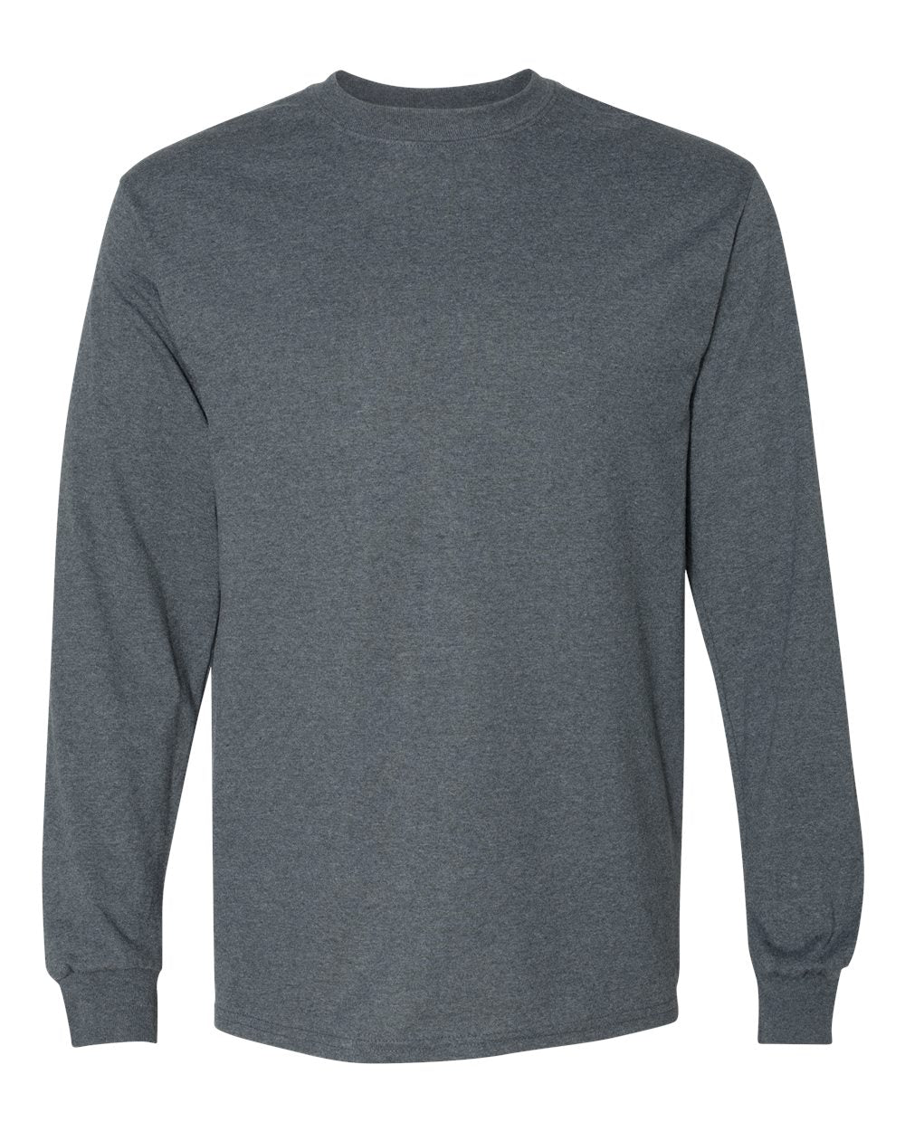 Men's DryBlend® 50/50 Long Sleeve T-Shirt - Front - B07660103 - Dark Heather