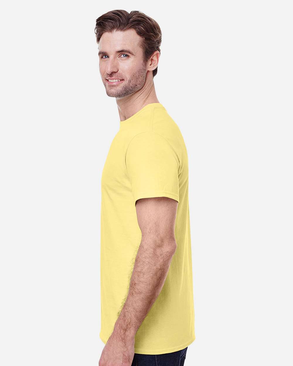 Men's Heavy Cotton™ T-Shirt - OnModelSide - B00060423 - Cornsilk