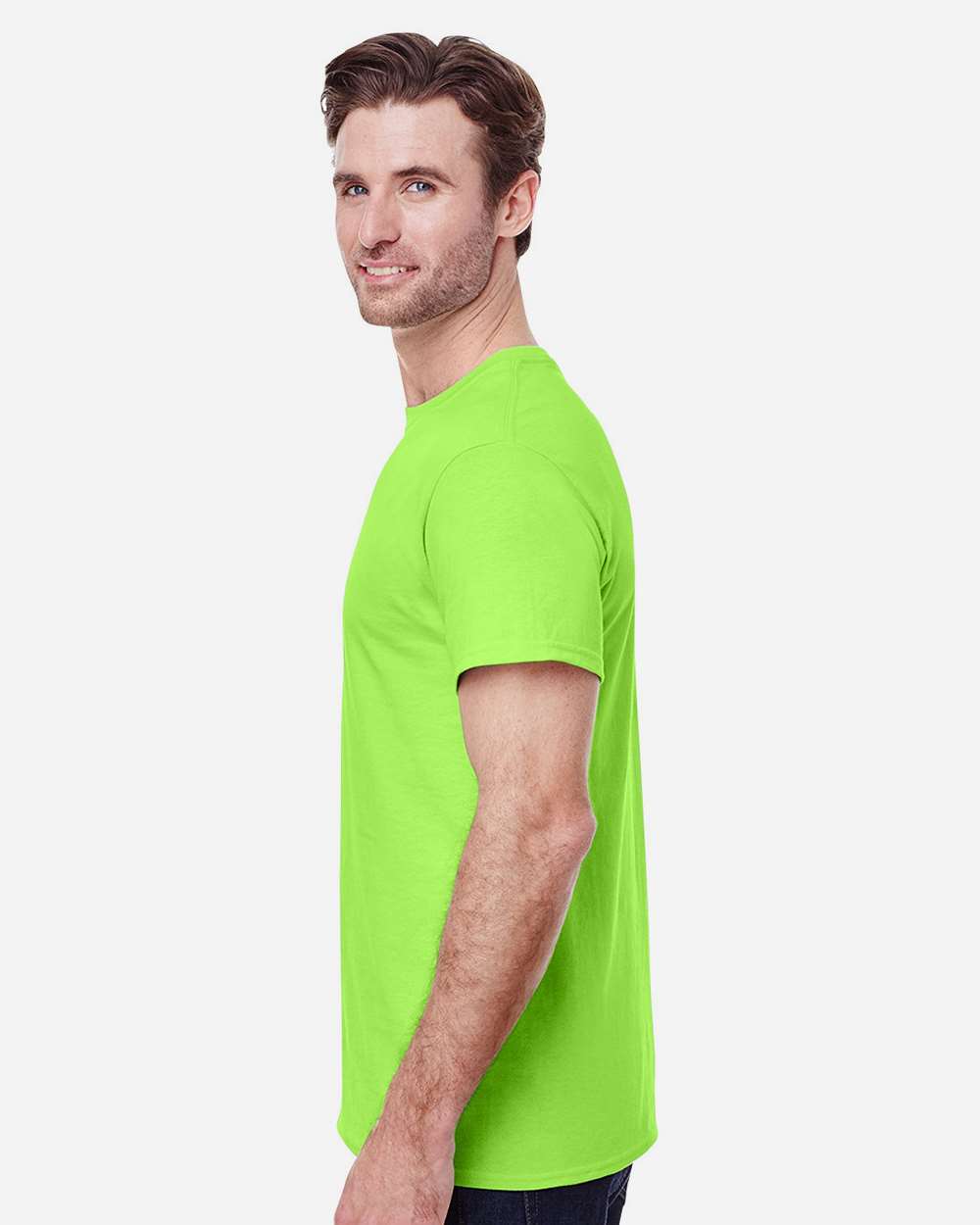Men's Heavy Cotton™ T-Shirt - OnModelSide - B00060463 - Neon Green
