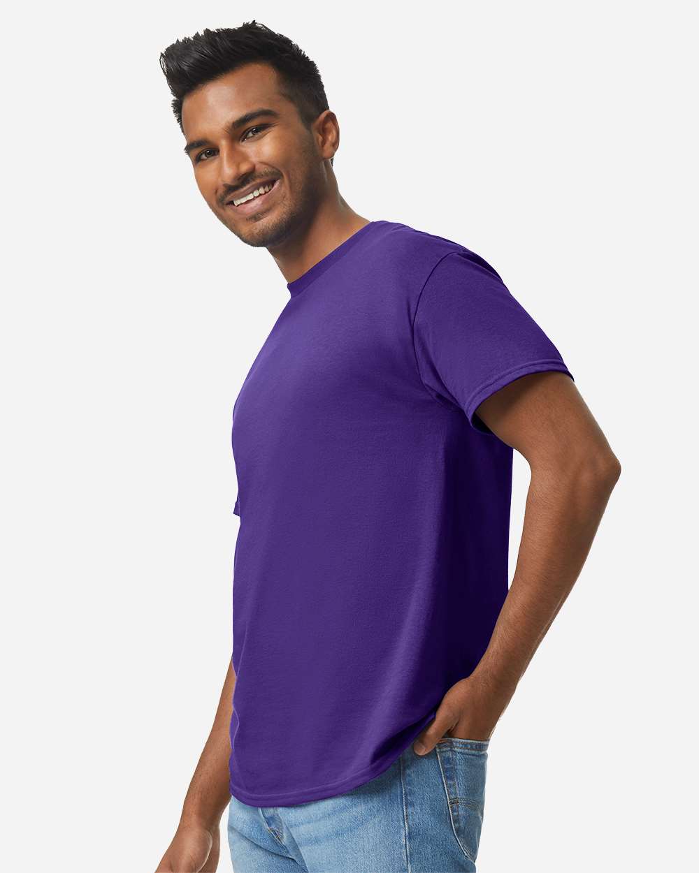 Men's Heavy Cotton™ T-Shirt - OnModelSide - B00060673 - Purple