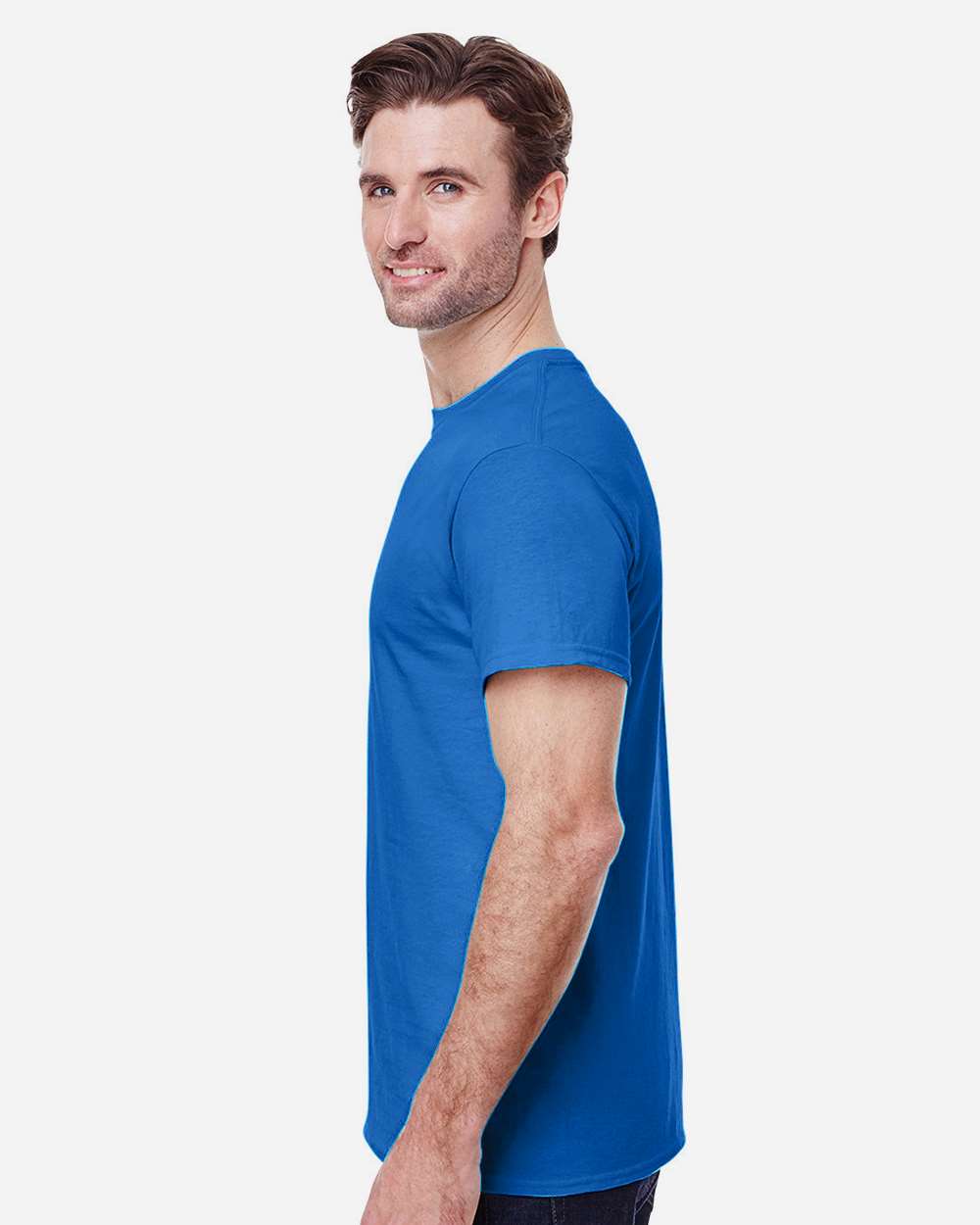 Men's Heavy Cotton™ T-Shirt - OnModelSide - B00060723 - Neon Blue
