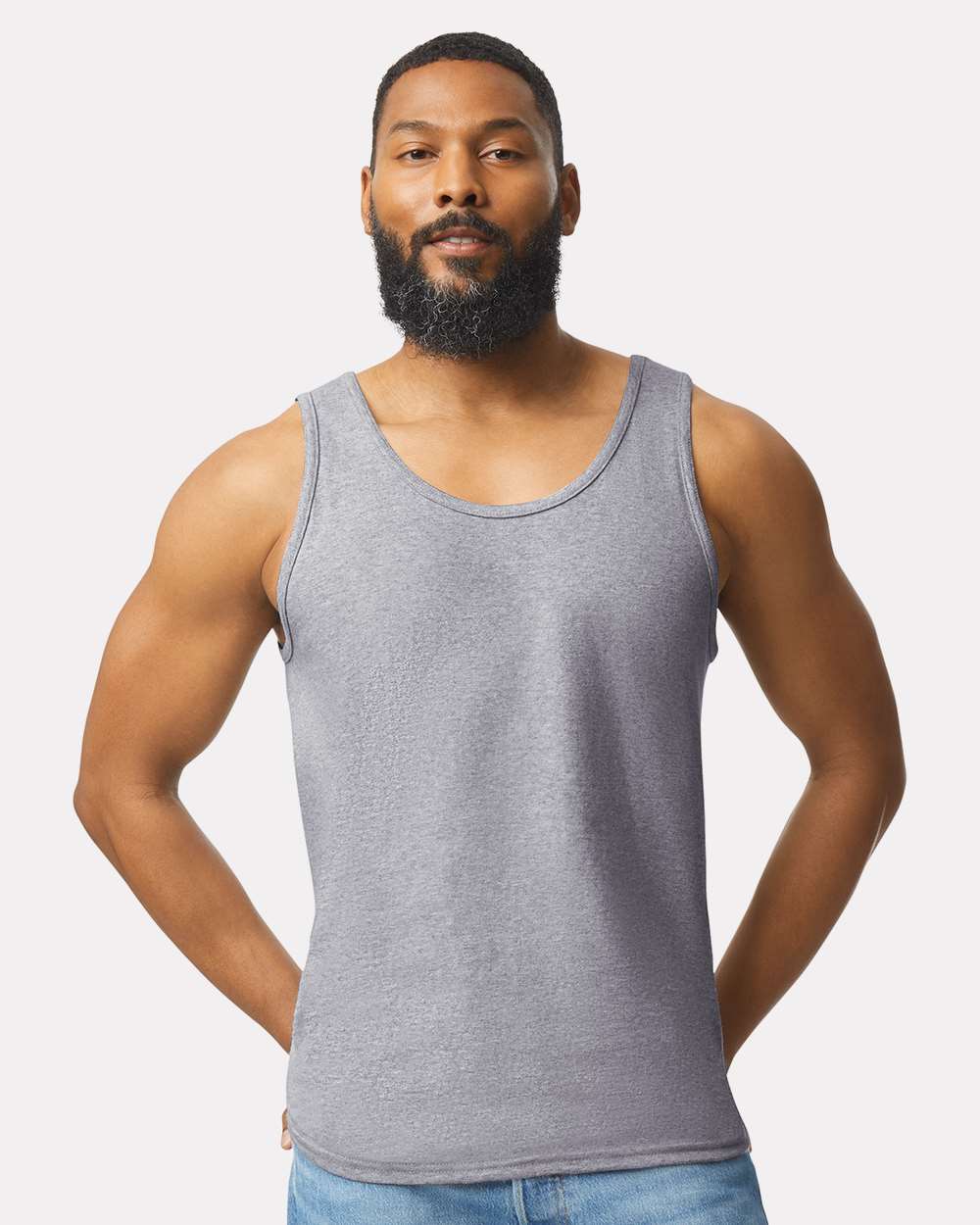 Men's Ultra Cotton® Tank Top - OnModelFront - B09860583 - Sport Grey