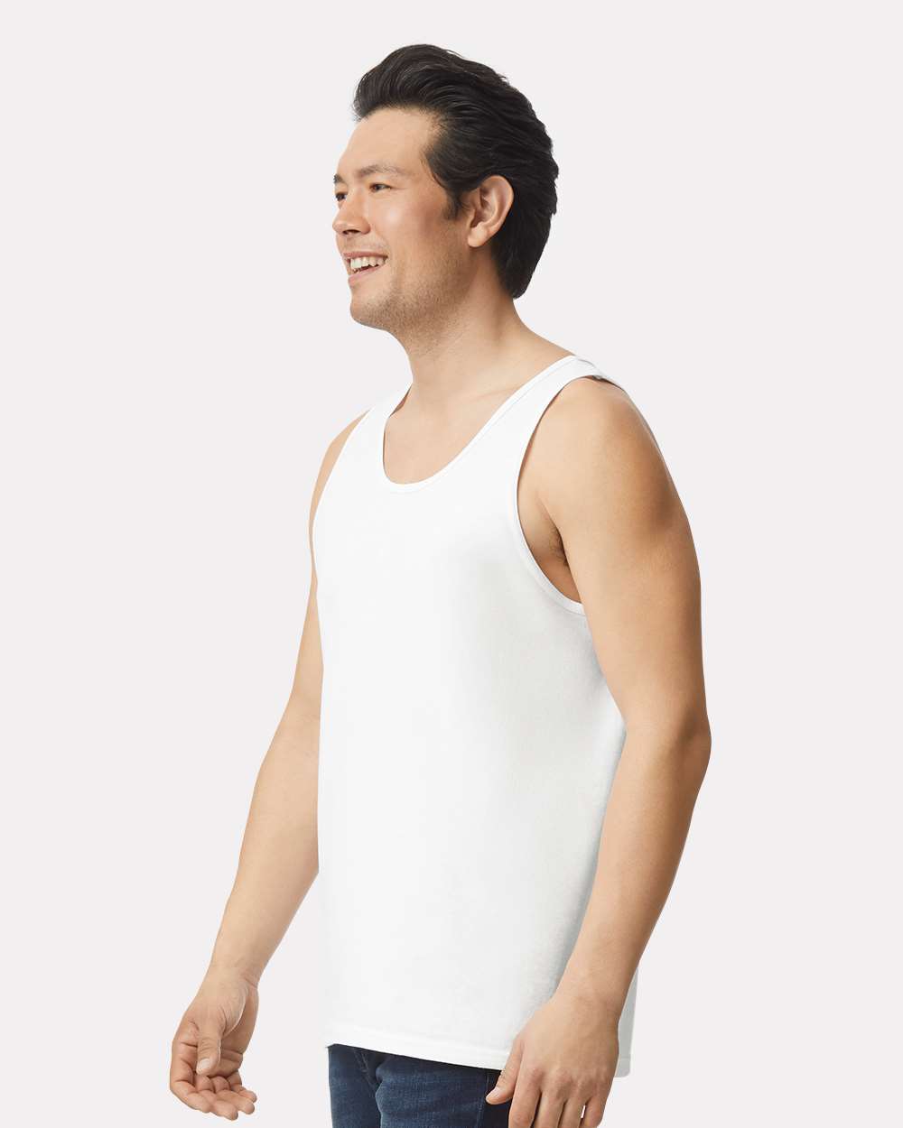 Men's Ultra Cotton® Tank Top - OnModelSide - B09860003 - White
