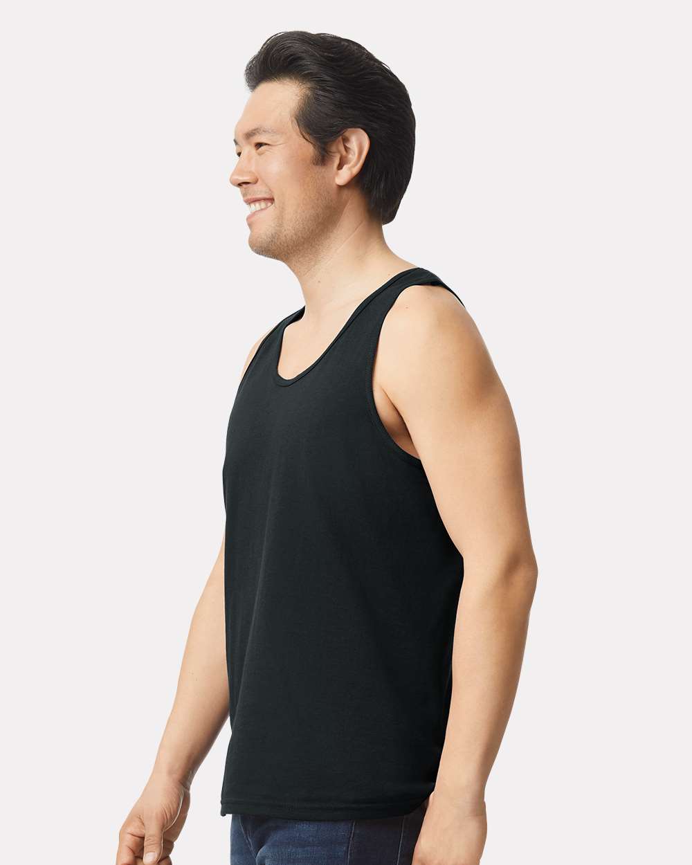 Men's Ultra Cotton® Tank Top - OnModelSide - B09860503 - Black