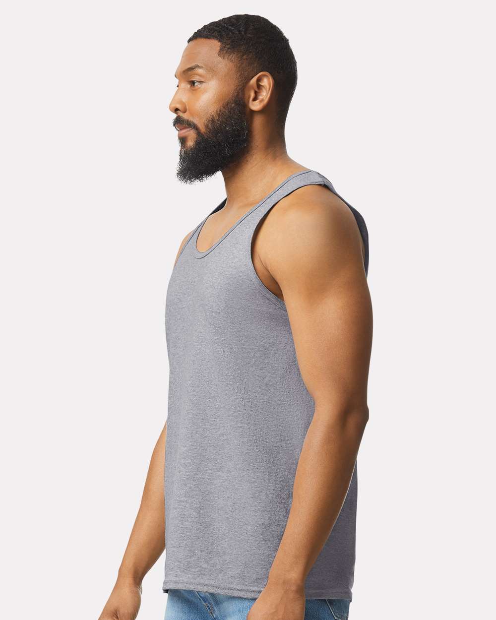 Men's Ultra Cotton® Tank Top - OnModelSide - B09860583 - Sport Grey