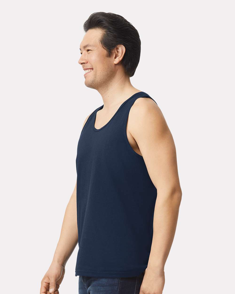 Men's Ultra Cotton® Tank Top - OnModelSide - B09860653 - Navy