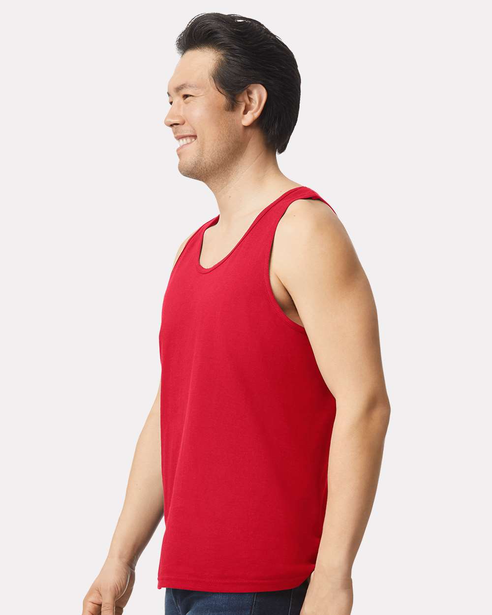 Men's Ultra Cotton® Tank Top - OnModelSide - B09860703 - Red