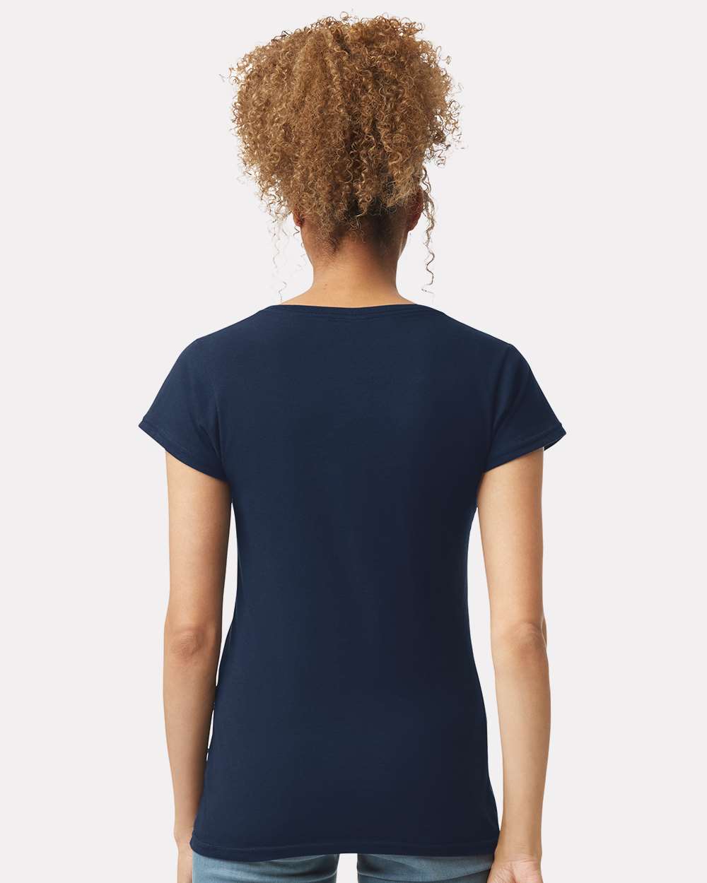Women's Softstyle® V-Neck T-Shirt - OnModelBack - B51260653 - Navy
