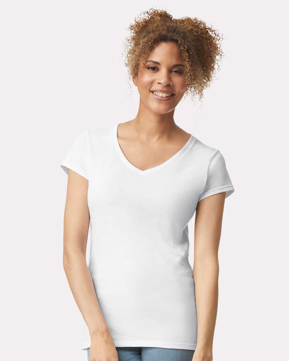 Women's Softstyle® V-Neck T-Shirt - OnModelFront - B51260003 - White