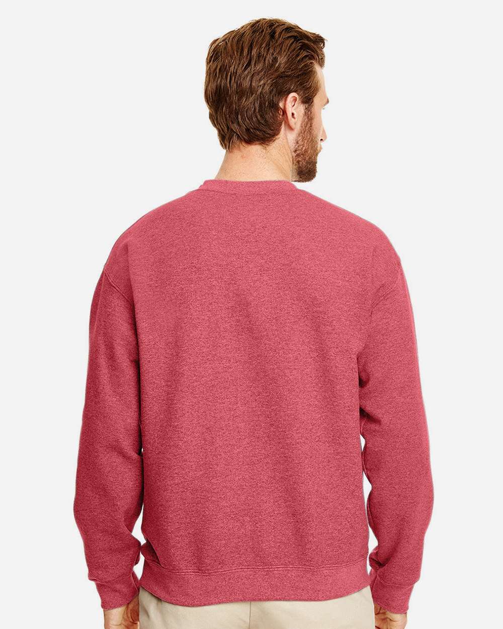 Unisex Heavy Blend™ Crewneck Sweatshirt - OnModelBack - B21060783 - Heather Scarlet Red