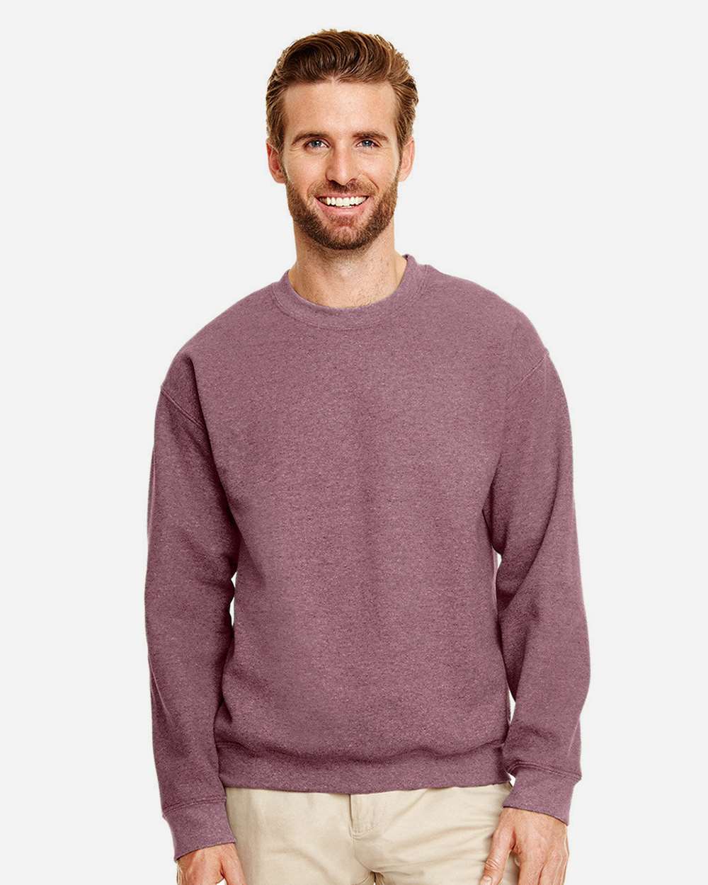 Unisex Heavy Blend™ Crewneck Sweatshirt - OnModelFront - B21060593 - Heather Dark Maroon