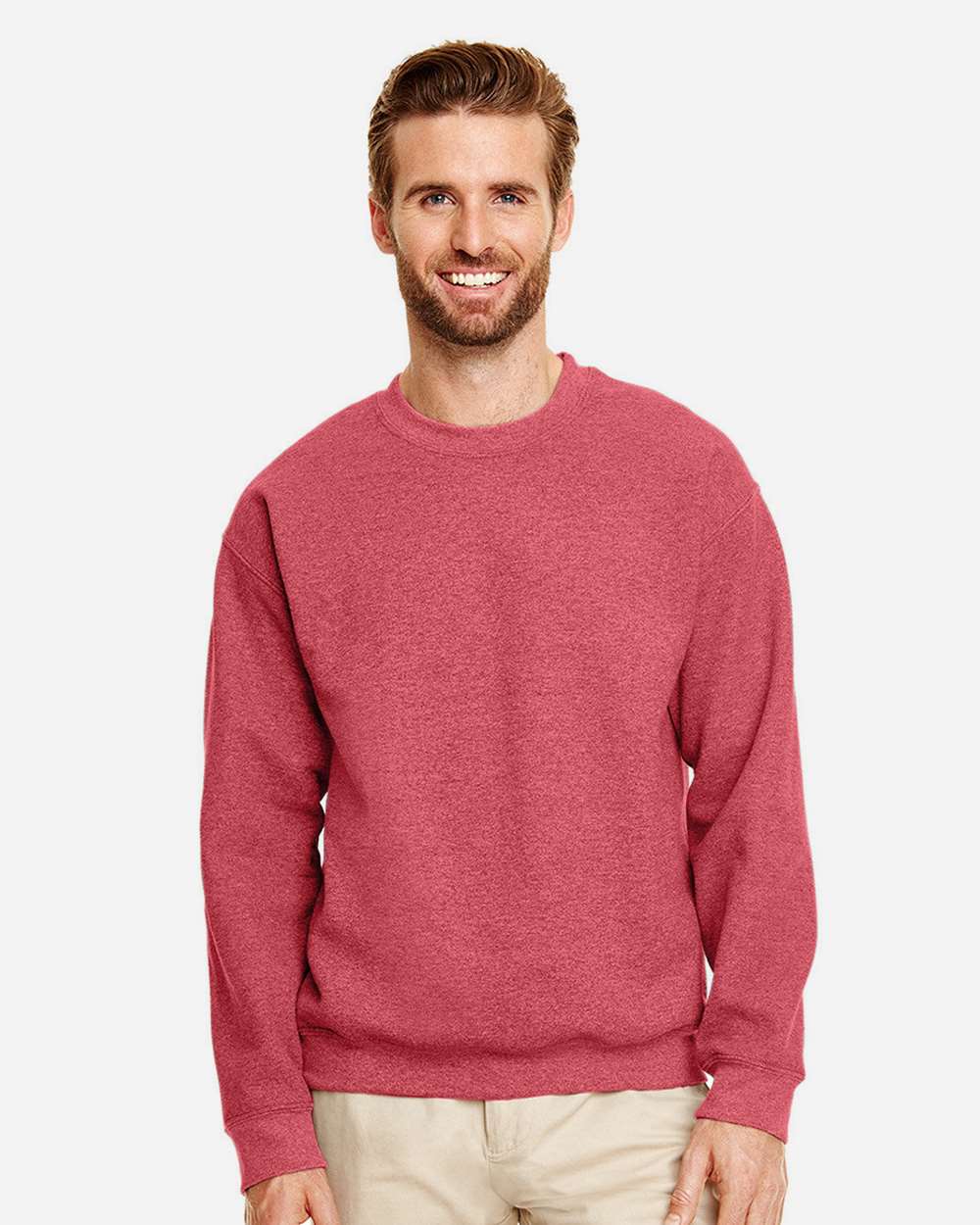 Unisex Heavy Blend™ Crewneck Sweatshirt - OnModelFront - B21060783 - Heather Scarlet Red
