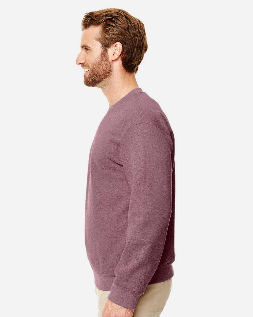 Unisex Heavy Blend™ Crewneck Sweatshirt - OnModelSide - B21060593 - Heather Dark Maroon
