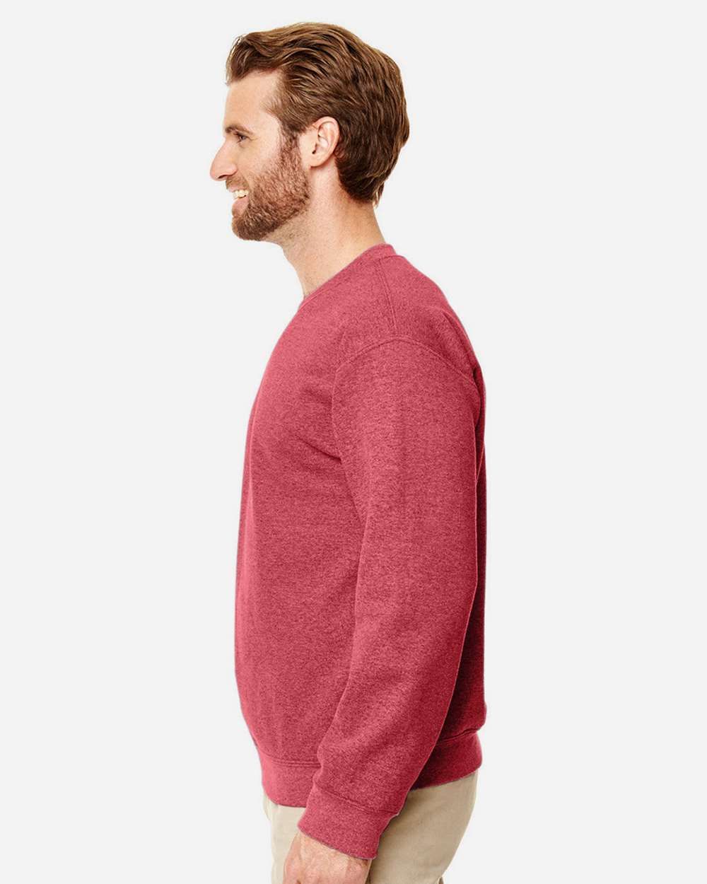 Unisex Heavy Blend™ Crewneck Sweatshirt - OnModelSide - B21060783 - Heather Scarlet Red