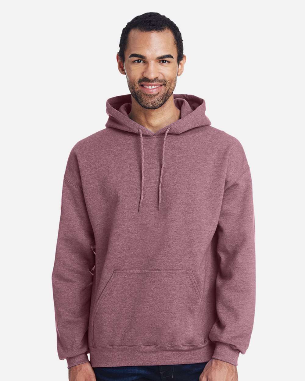 Unisex Heavy Blend™ Hooded Sweatshirt - OnModelFront - B22060593 - Heather Dark Maroon