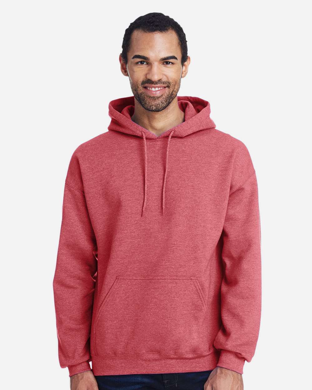 Unisex Heavy Blend™ Hooded Sweatshirt - OnModelFront - B22060713 - Heather Scarlet Red