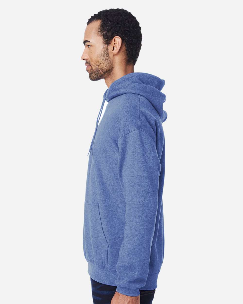 Unisex Heavy Blend™ Hooded Sweatshirt - OnModelSide - B22060743 - Heather Deep Royal