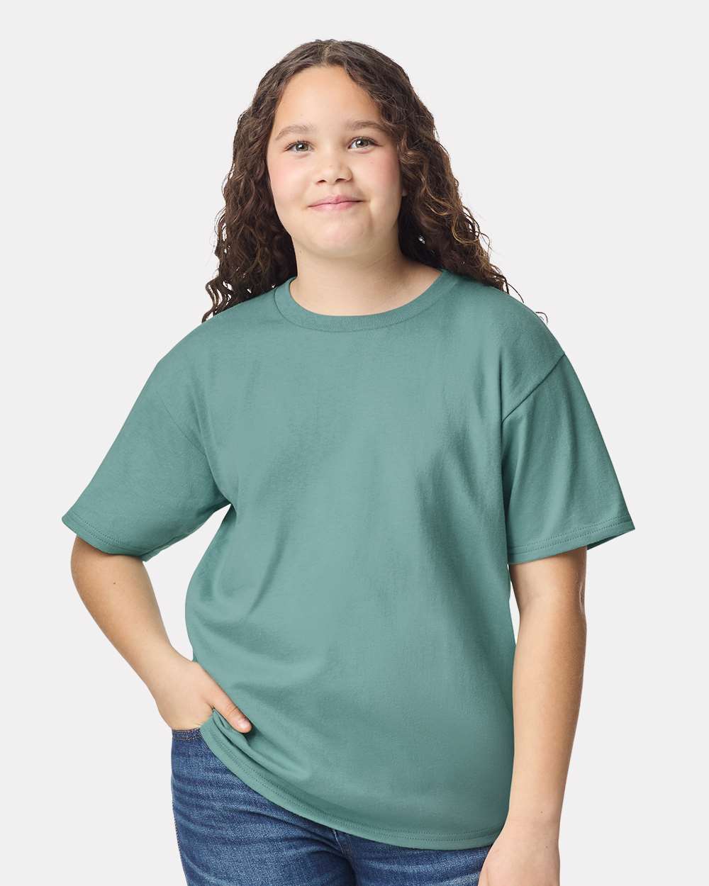 Youth Heavy Cotton™ T-Shirt - OnModelFront - B31560432 - Aquatic