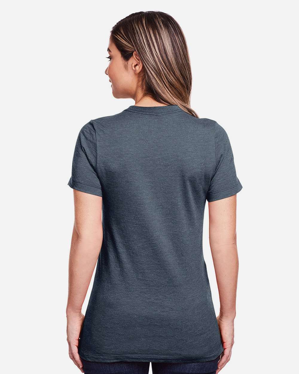 Women's Softstyle® CVC T-Shirt - OnModelBack - B00360113 - Steel Blue