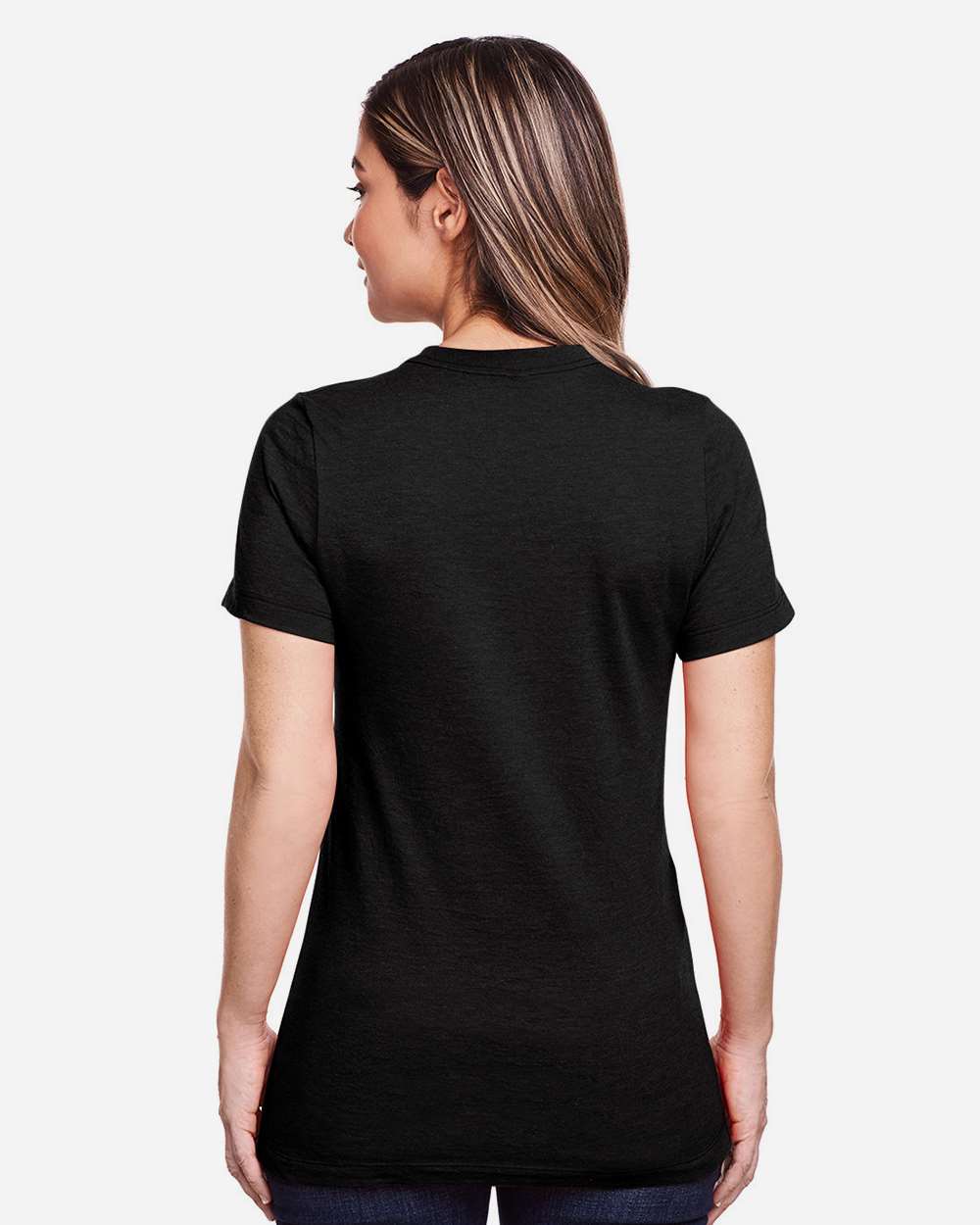 Women's Softstyle® CVC T-Shirt - OnModelBack - B00360503 - Pitch Black