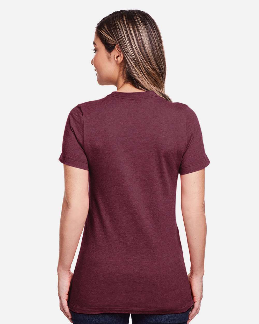 Women's Softstyle® CVC T-Shirt - OnModelBack - B00360533 - Maroon Mist