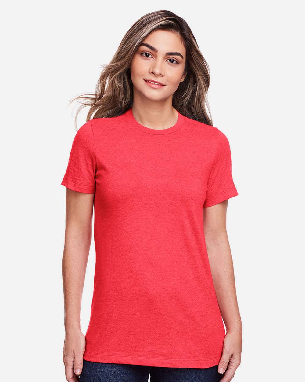 Women's Softstyle® CVC T-Shirt - OnModelFront - B00360703 - Red Mist