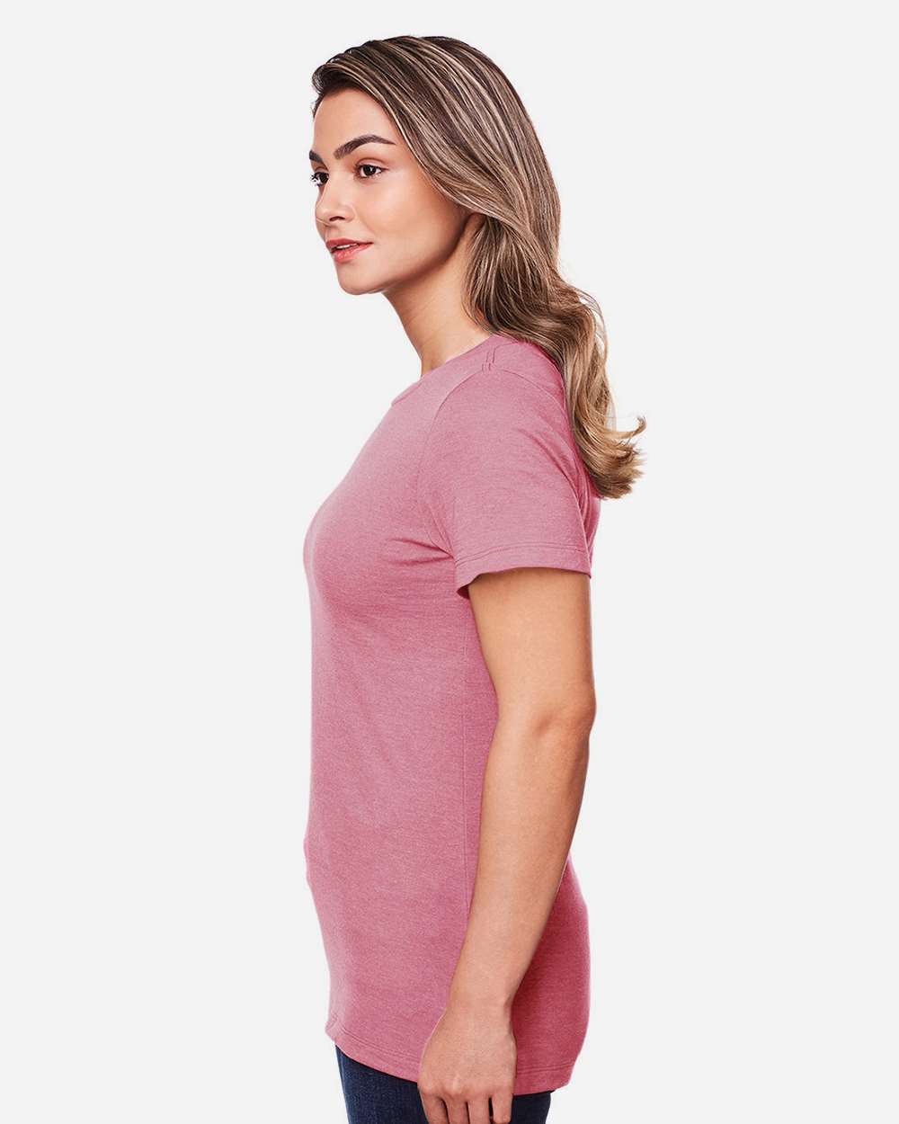 Women's Softstyle® CVC T-Shirt - OnModelSide - B00360103 - Plumrose