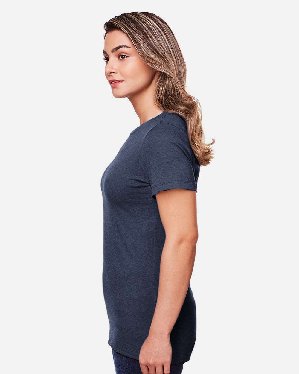 Women's Softstyle® CVC T-Shirt - OnModelSide - B00360653 - Navy Mist